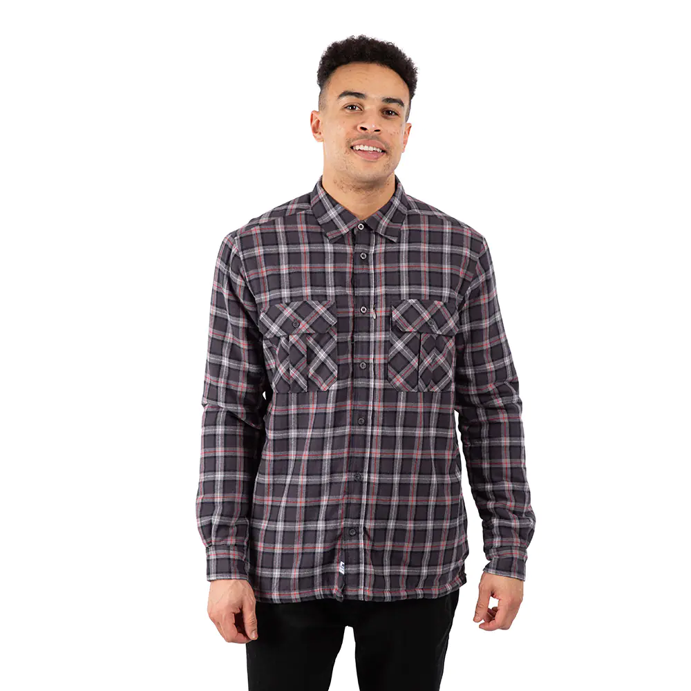 Trespass Mens Rapeseed Fleece Lined Check Shirt (Dark Grey Check)