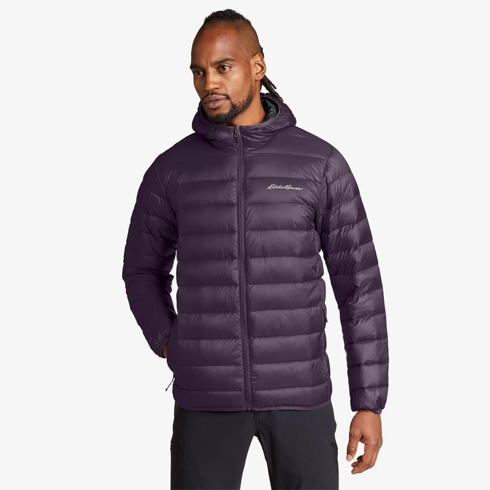 Eddie Bauer Mens Cirruslite Hooded Down Jacket (Grape)