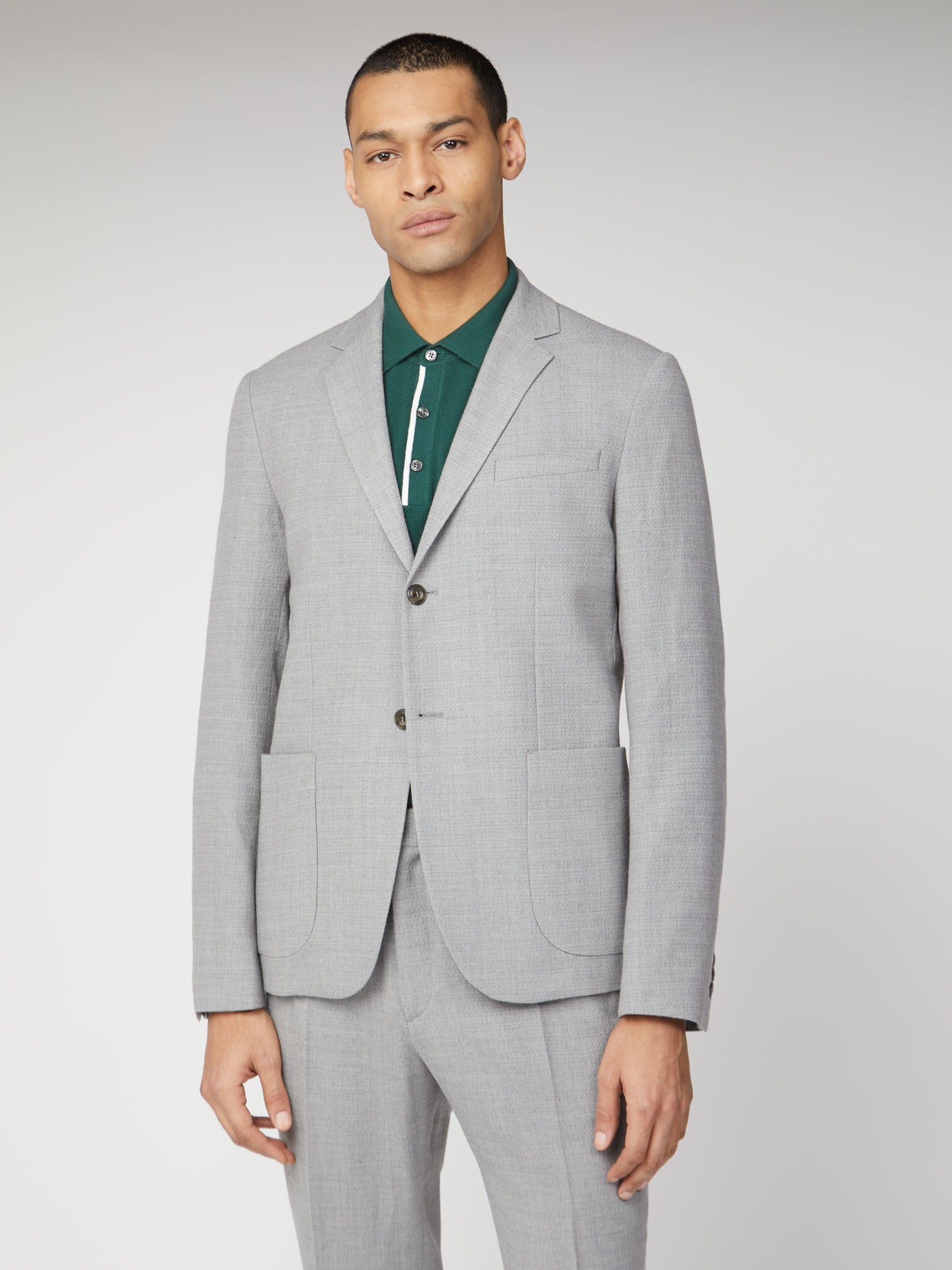 Light Grey Knit Structure Camden Fit Jacket 40R Light Grey