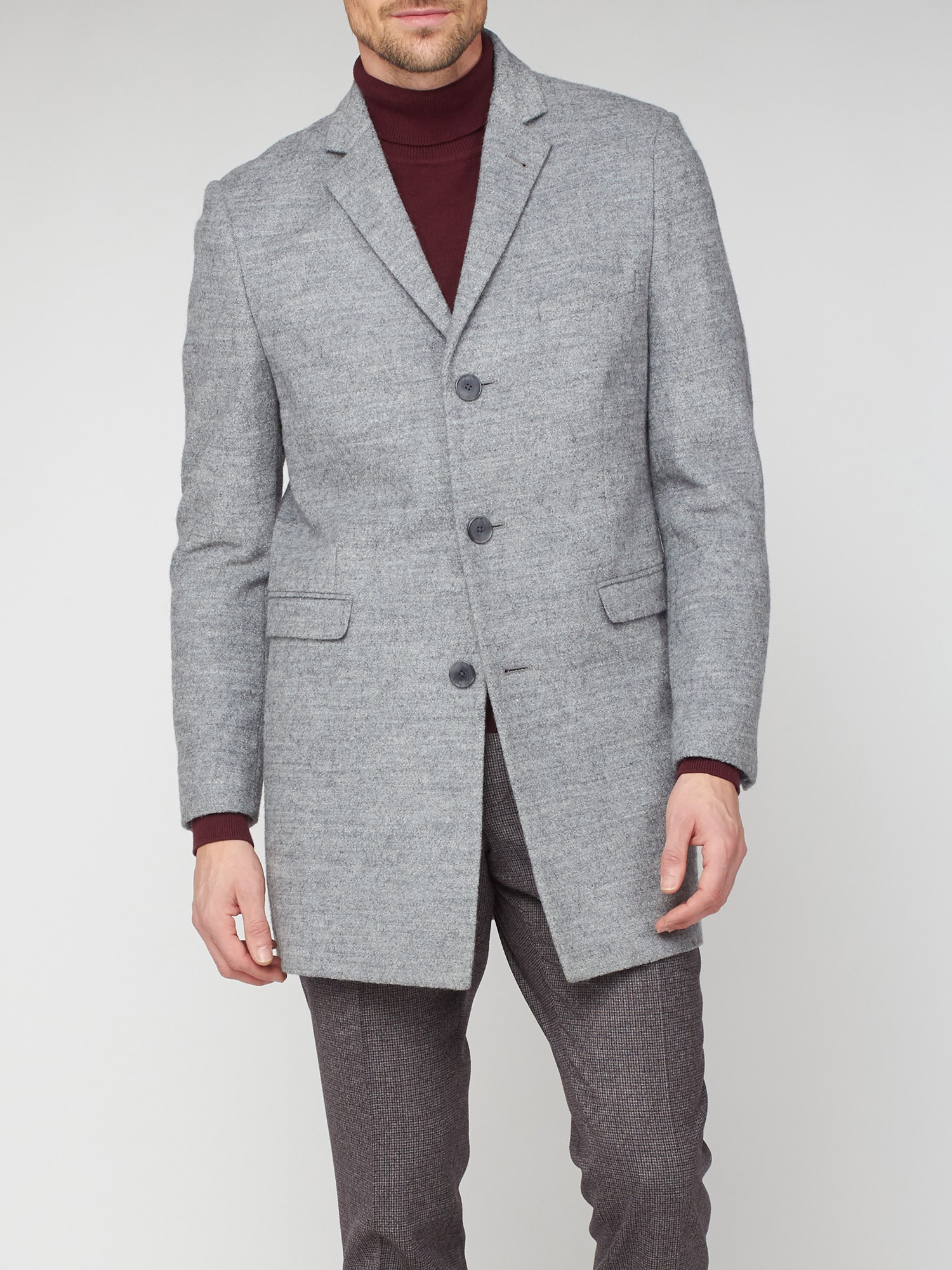 Grey 3 Button Crombie Overcoat 40R Grey