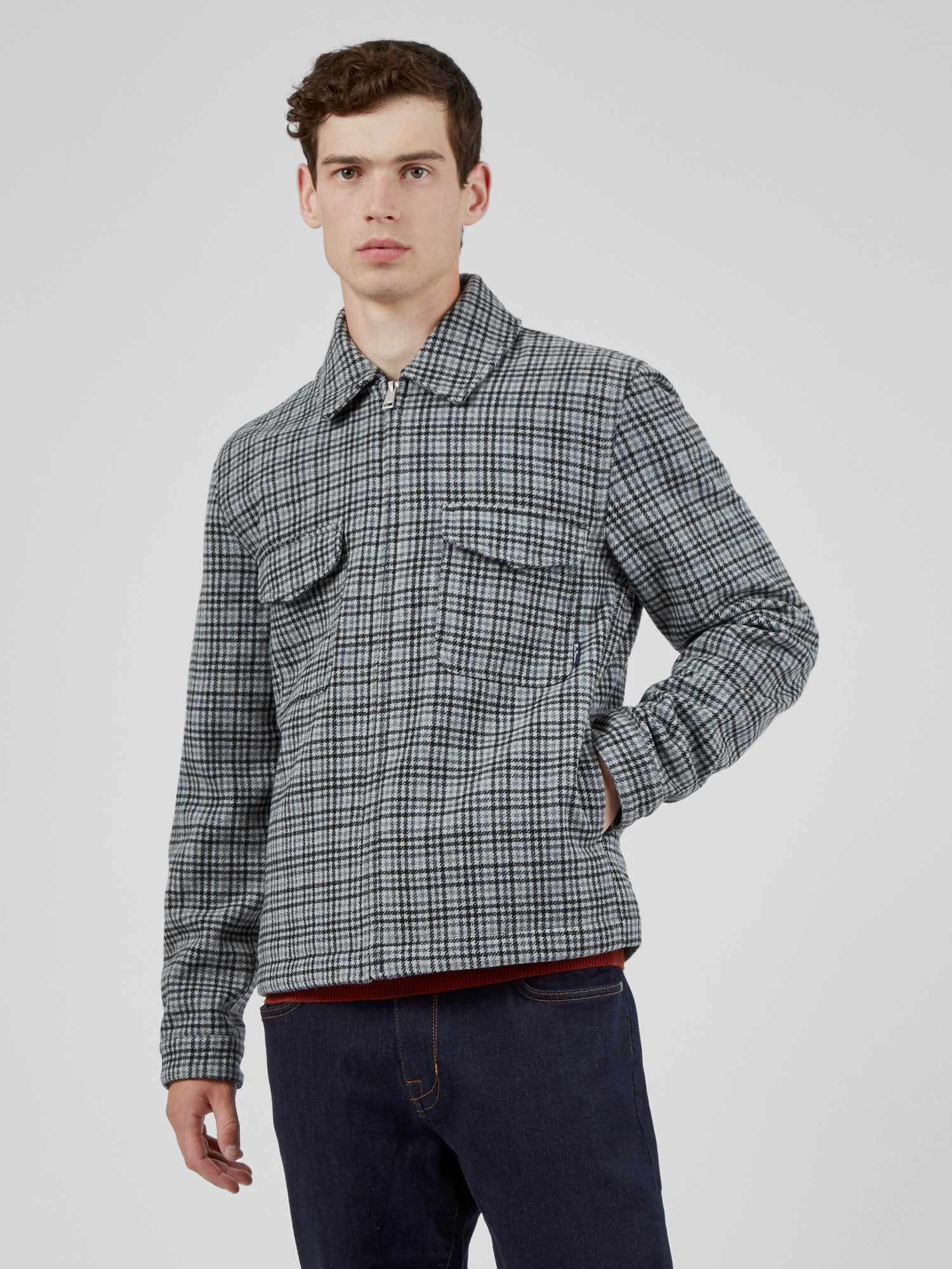 Steel Monochrome Check Jacket XL Steel