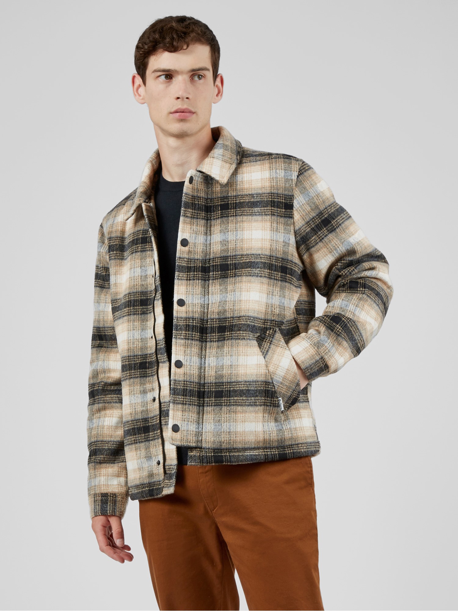 Camel Check Coach Coat XXL Camel