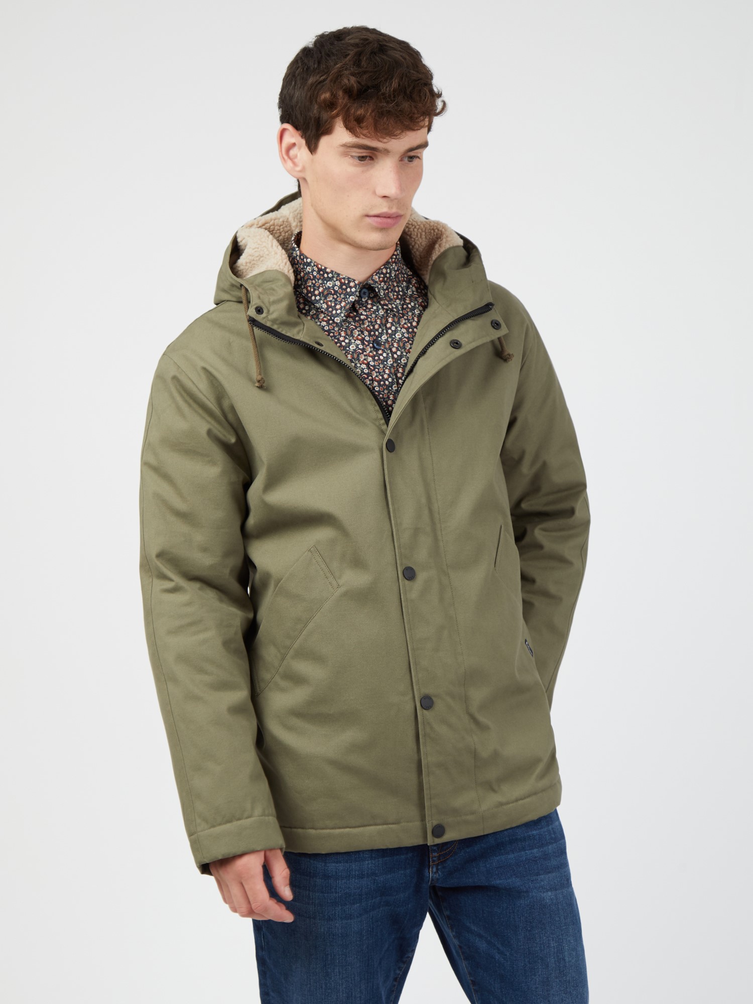 Camouflage Green Modern Cropped Parka Small Camouflage