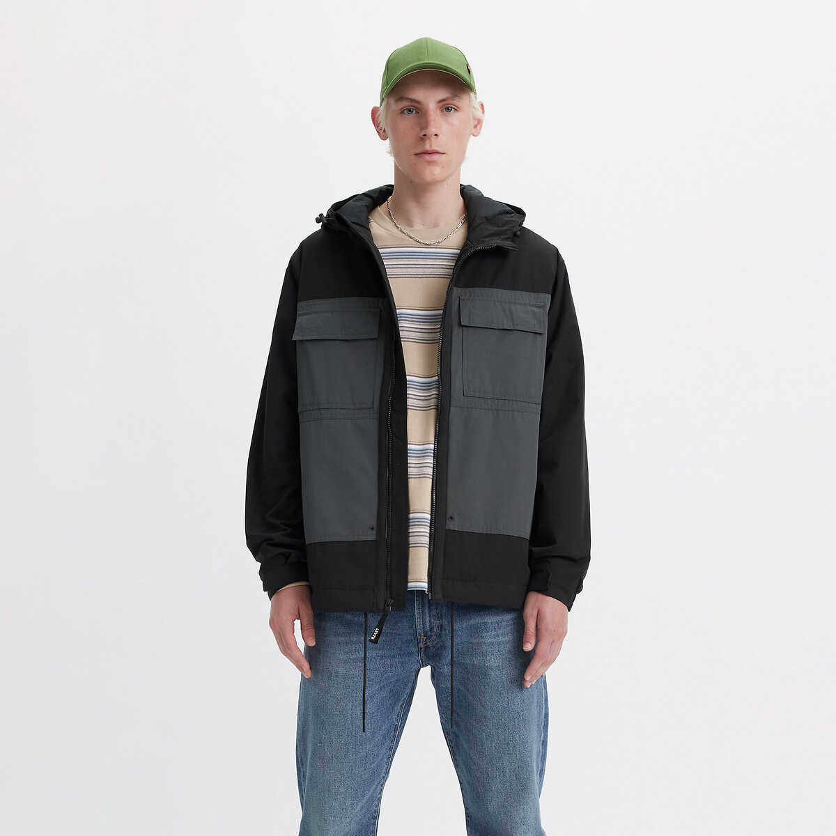 Dual Fabric Hooded Jacket