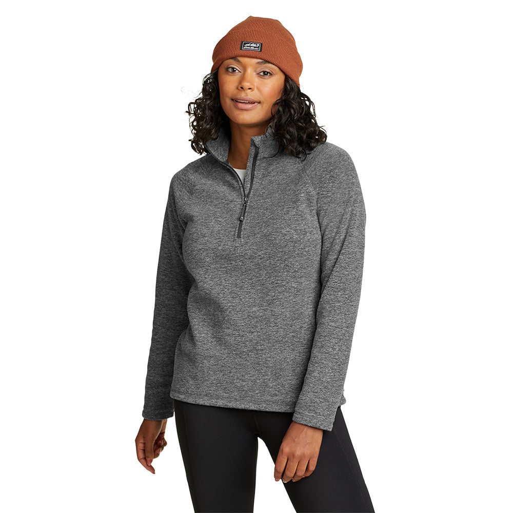 Eddie Bauer Womens Quest 1/4 Zip Fleece - Solid (Charcoal Htr)