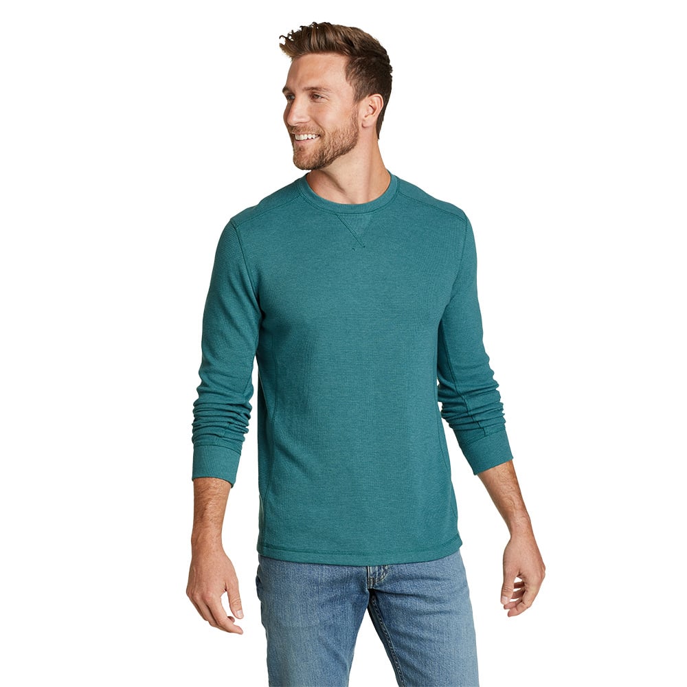 Eddie Bauer Mens Eddie's Favorite Ultrasoft Thermal Crew T-Shirt (Stream)