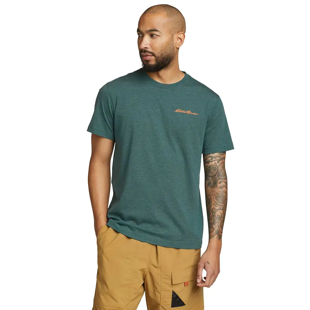 Eddie Bauer Mens One Planet Graphic T-Shirt (Dark Evergreen)