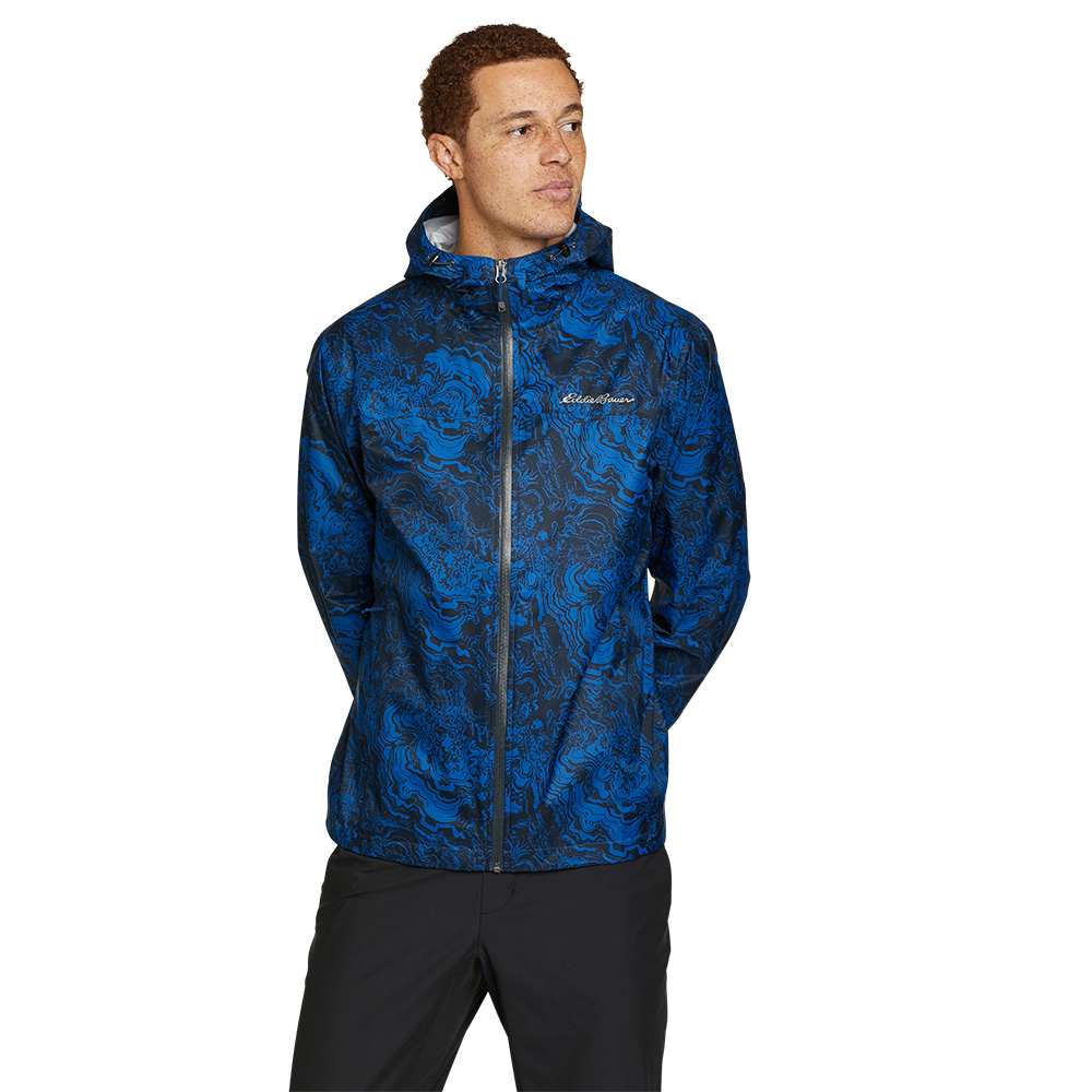 Eddie Bauer Mens Cloud Cap Waterproof Rain Jacket (Pacific Blue)