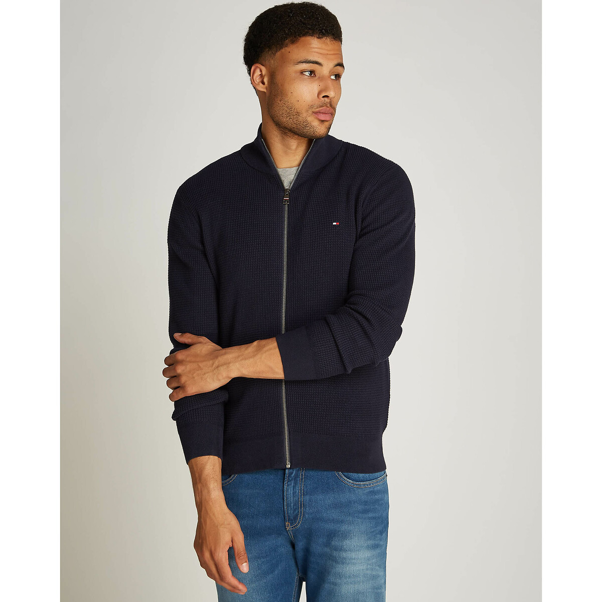 Cotton Zip-Up Cardigan