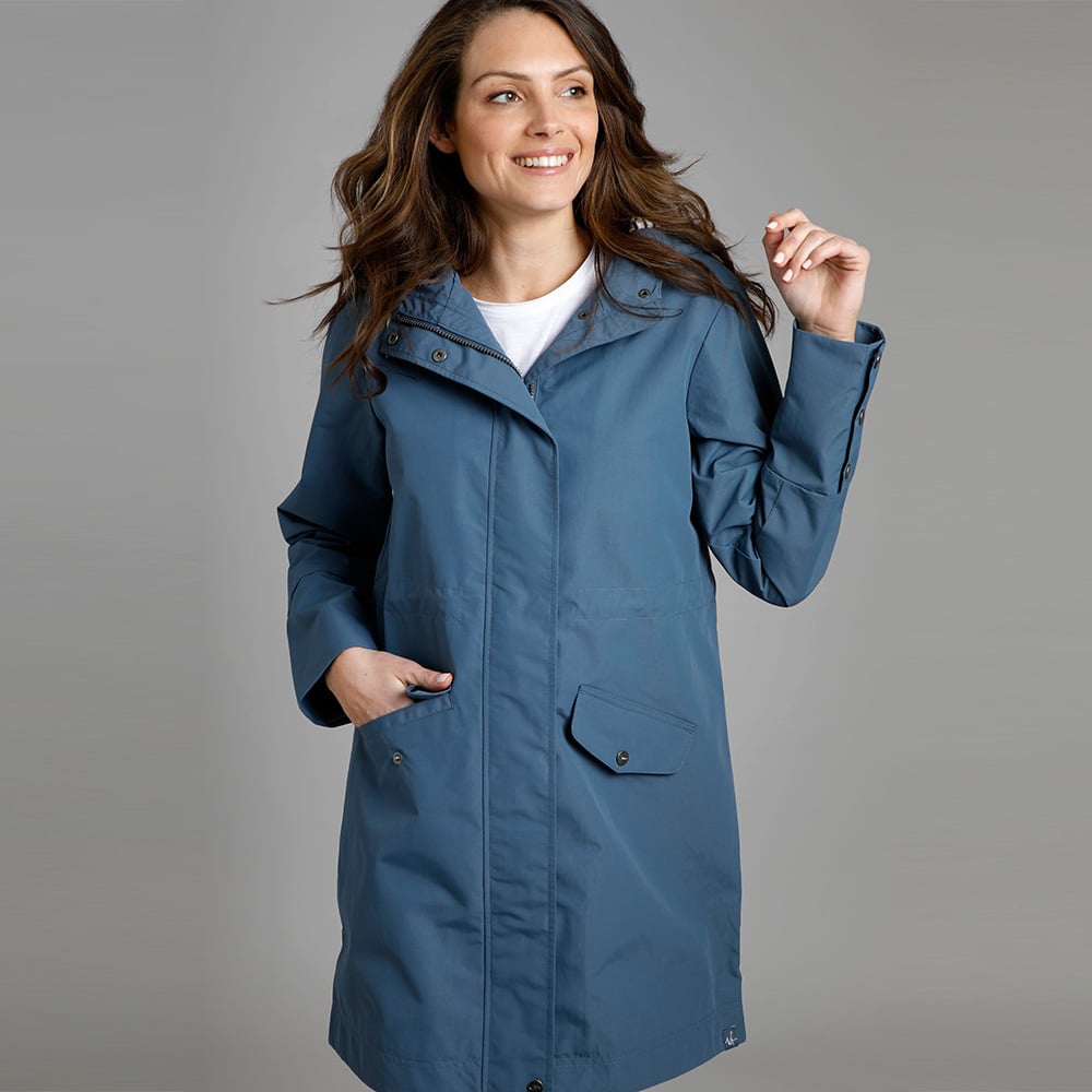 Weird Fish Womens Sanne Longline Waterproof Jacket (Blue Mirage)