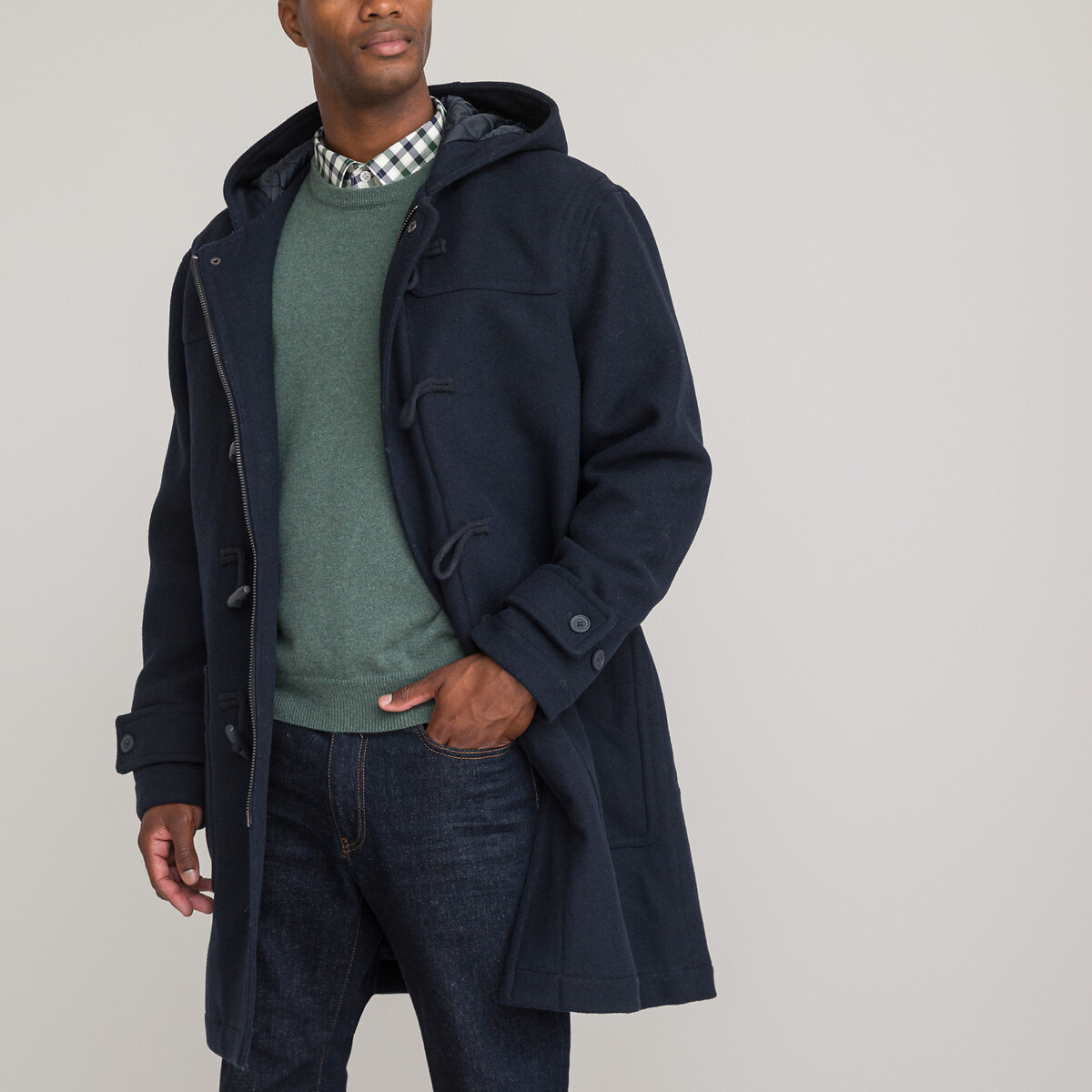 Wool Mix Duffle Coat with Hood
