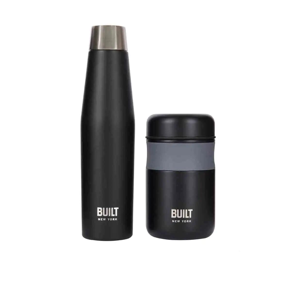 Built Apex Insulated Water Bottle & Food Flask Set, Black