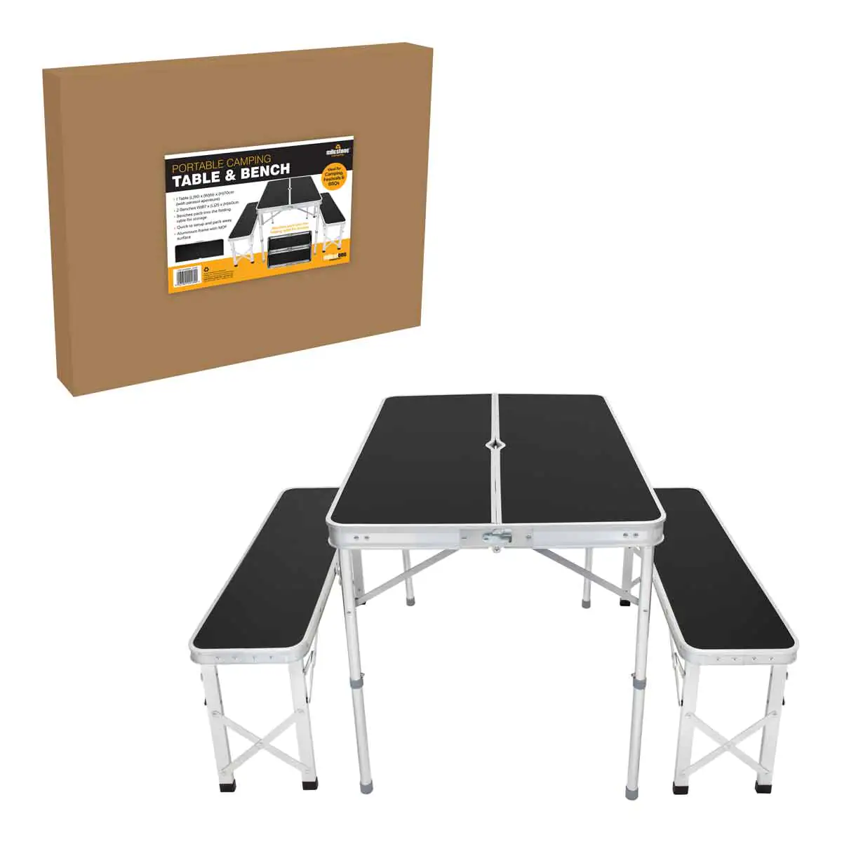 Milestone Camping Portable Camping/Picnic Outdoor Table & Bench