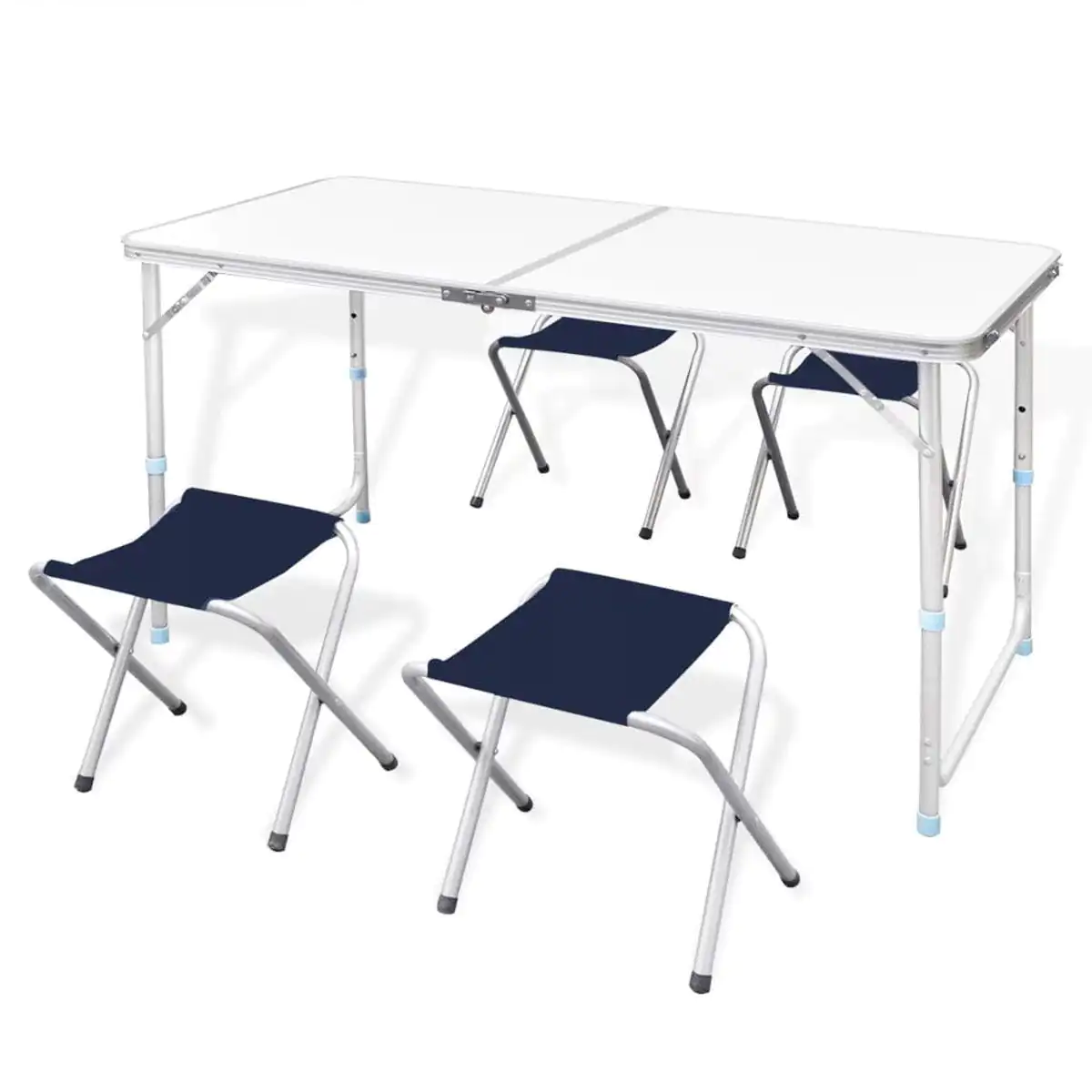 vidaXL Foldable Camping Table Set w/ 4 Stools 120x60cm
