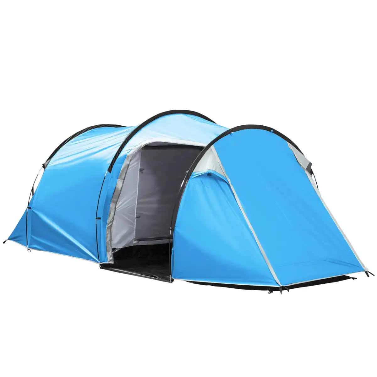 Outsunny 2-3 Man Tunnel Tents w/ Vestibule - Light Blue