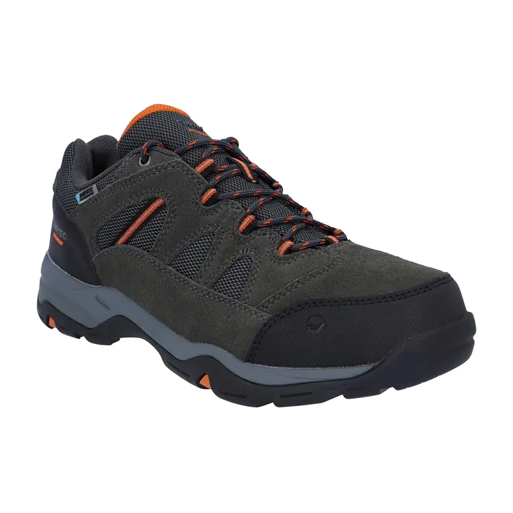 Hi-Tec Mens Bandera II Low Waterproof Walking Shoes (Charcoal / Graphite / Burnt Orange)