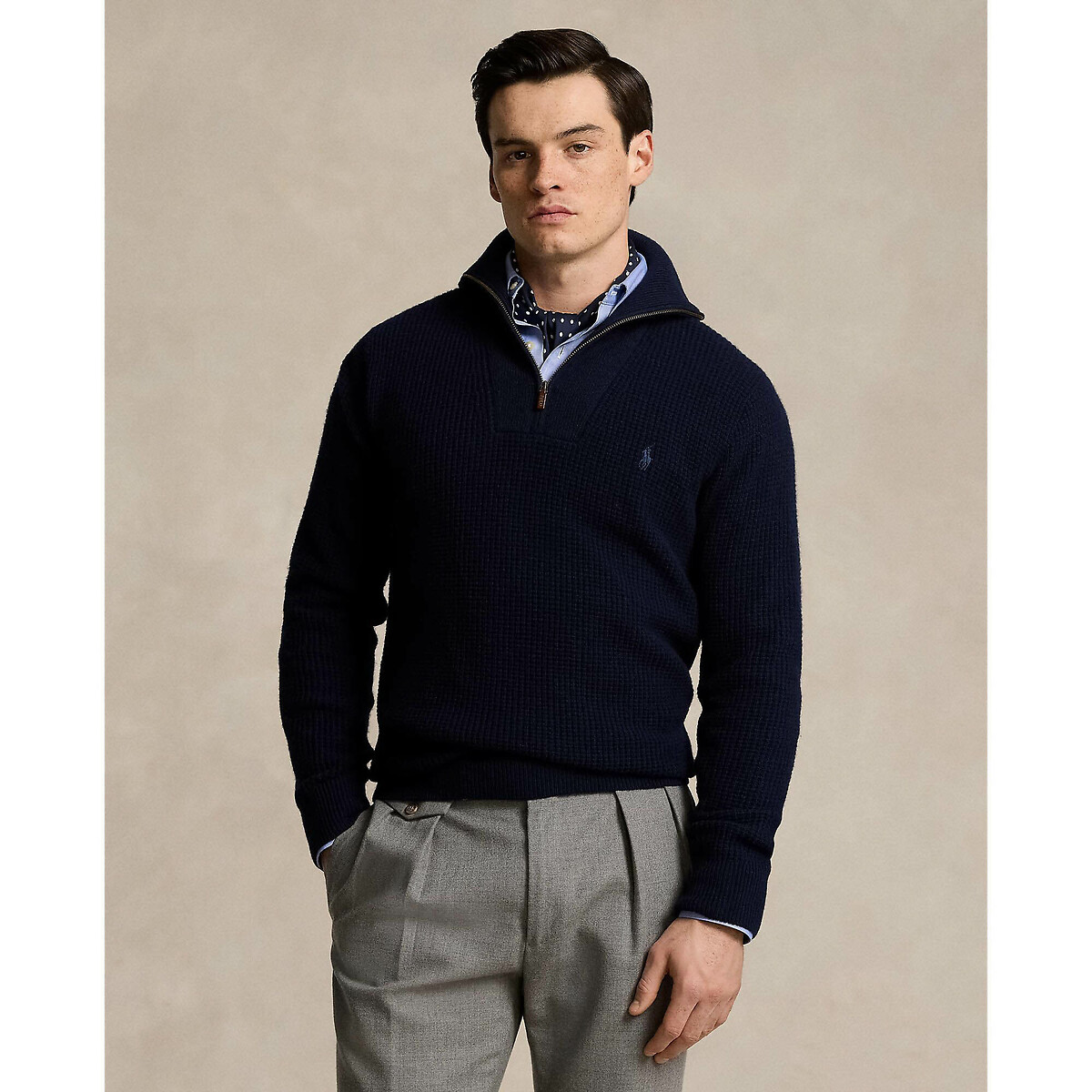 Half Zip Jumper in Wool/Cotton Half Zip Jumper in Wool/Cotton