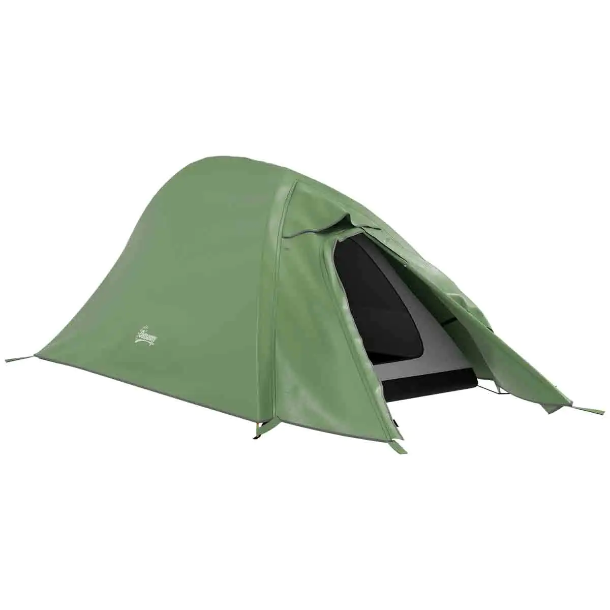 Outsunny Double Layer Camping Tent for 1-2 Man - Green