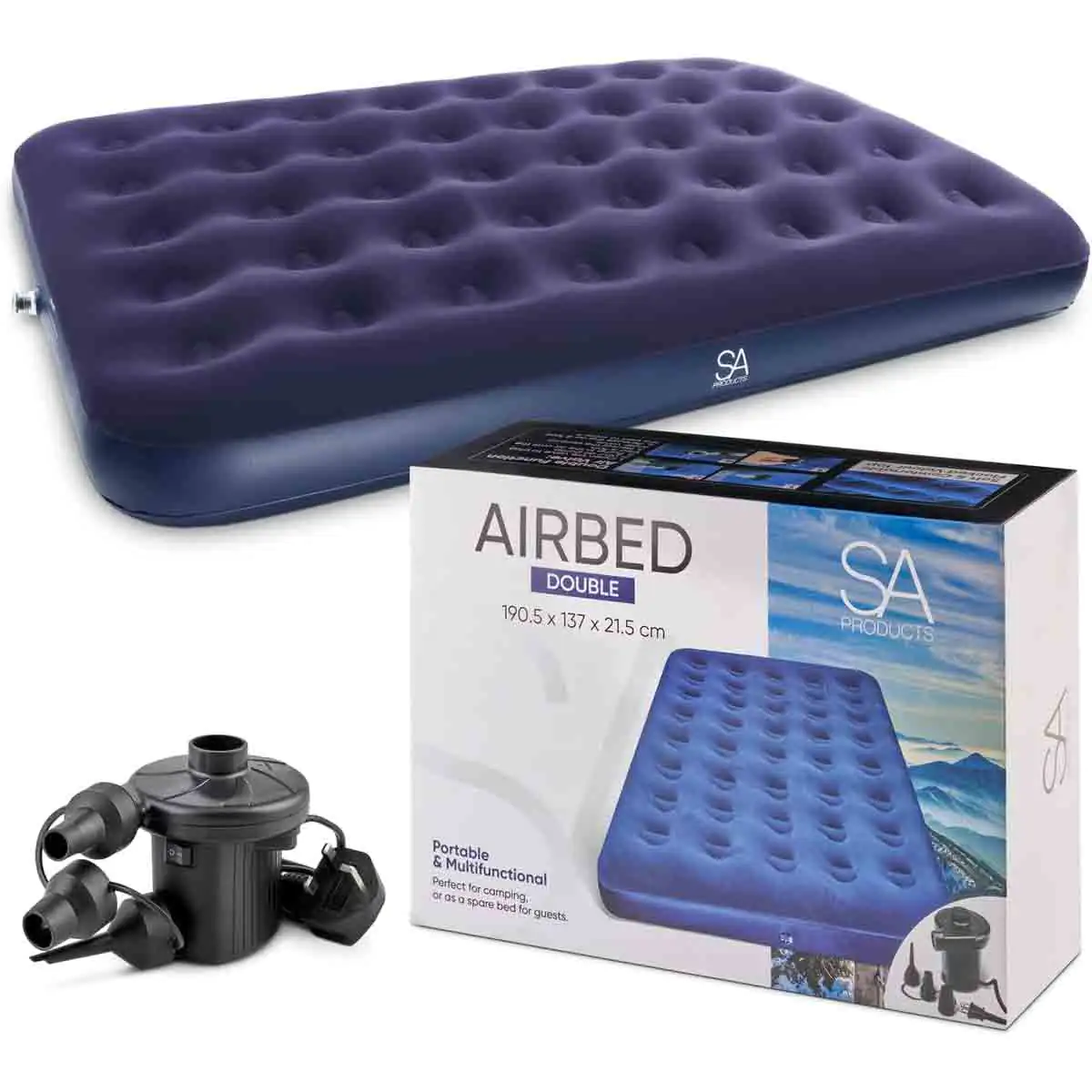 SA Products Double Airbed With Air Pump