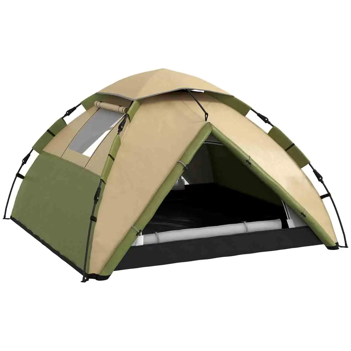 Outsunny 3-4 Man Camping Tent Portable w/ Bag - Dark Green