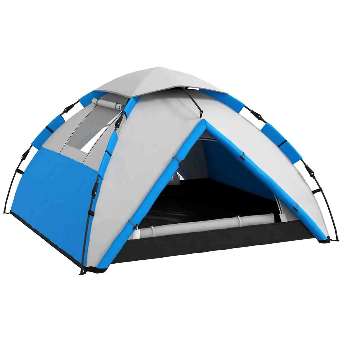 Outsunny 3-4 Man Camping Tent Portable w/ Bag - Blue