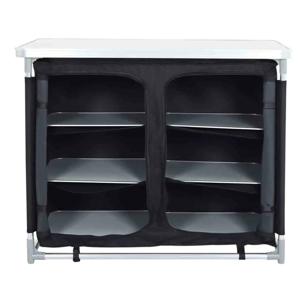 Livingandhome Portable Black Camping Kitchen Storage Cabinet Table
