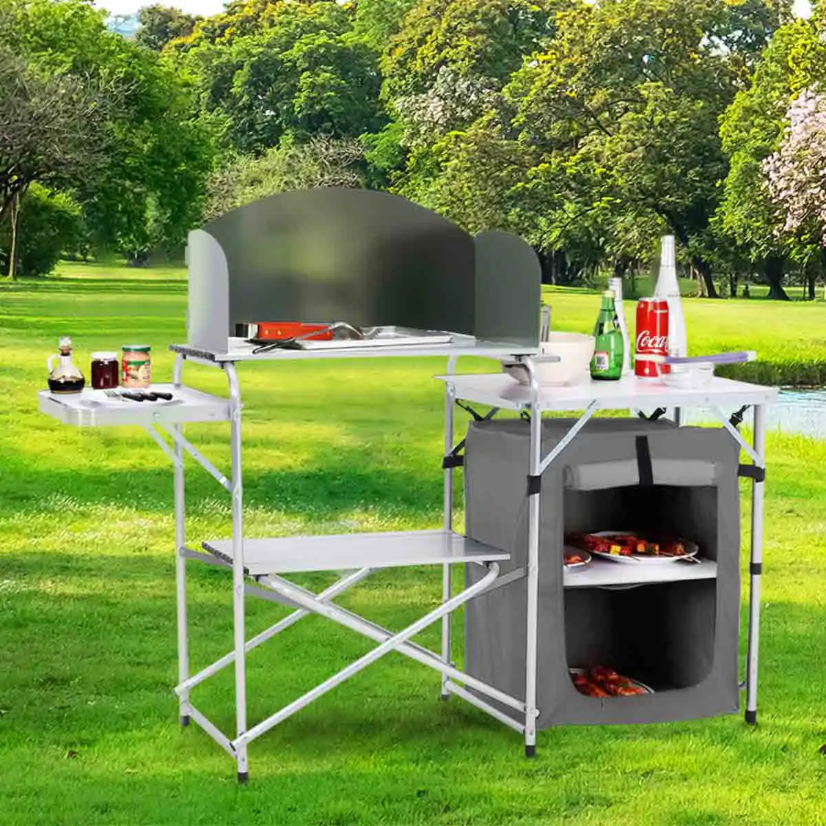 Livingandhome Outdoor Protable Camp Kitchen w/ Zippered Storage