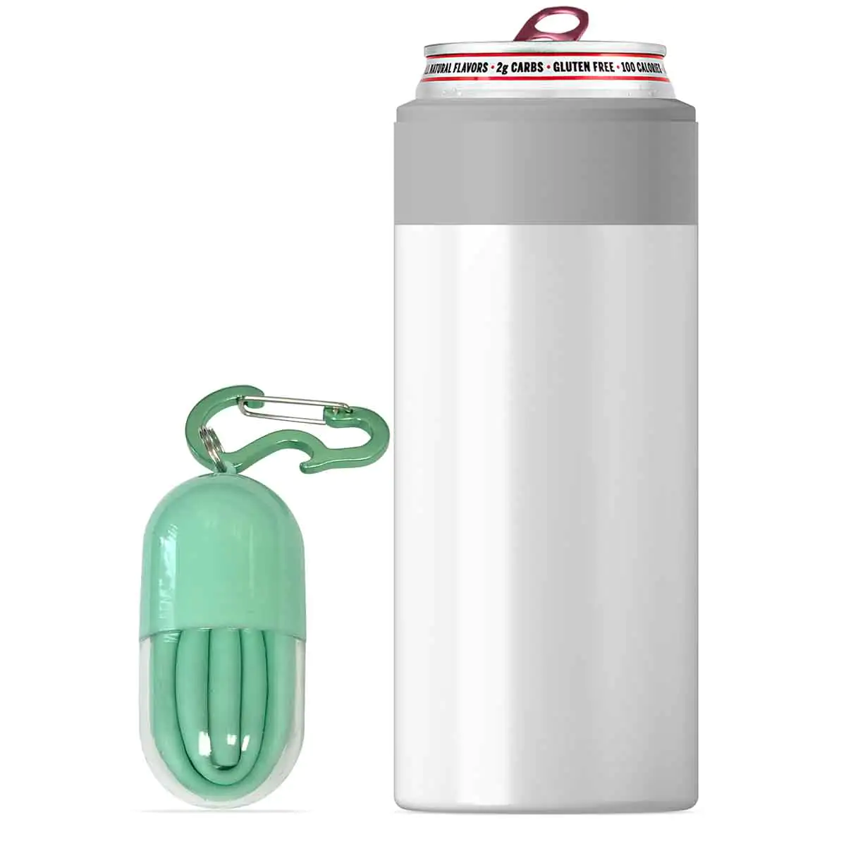 Asobu Skinny Can Kuzie Insulated Stainless Steel Sleeve 350Ml White