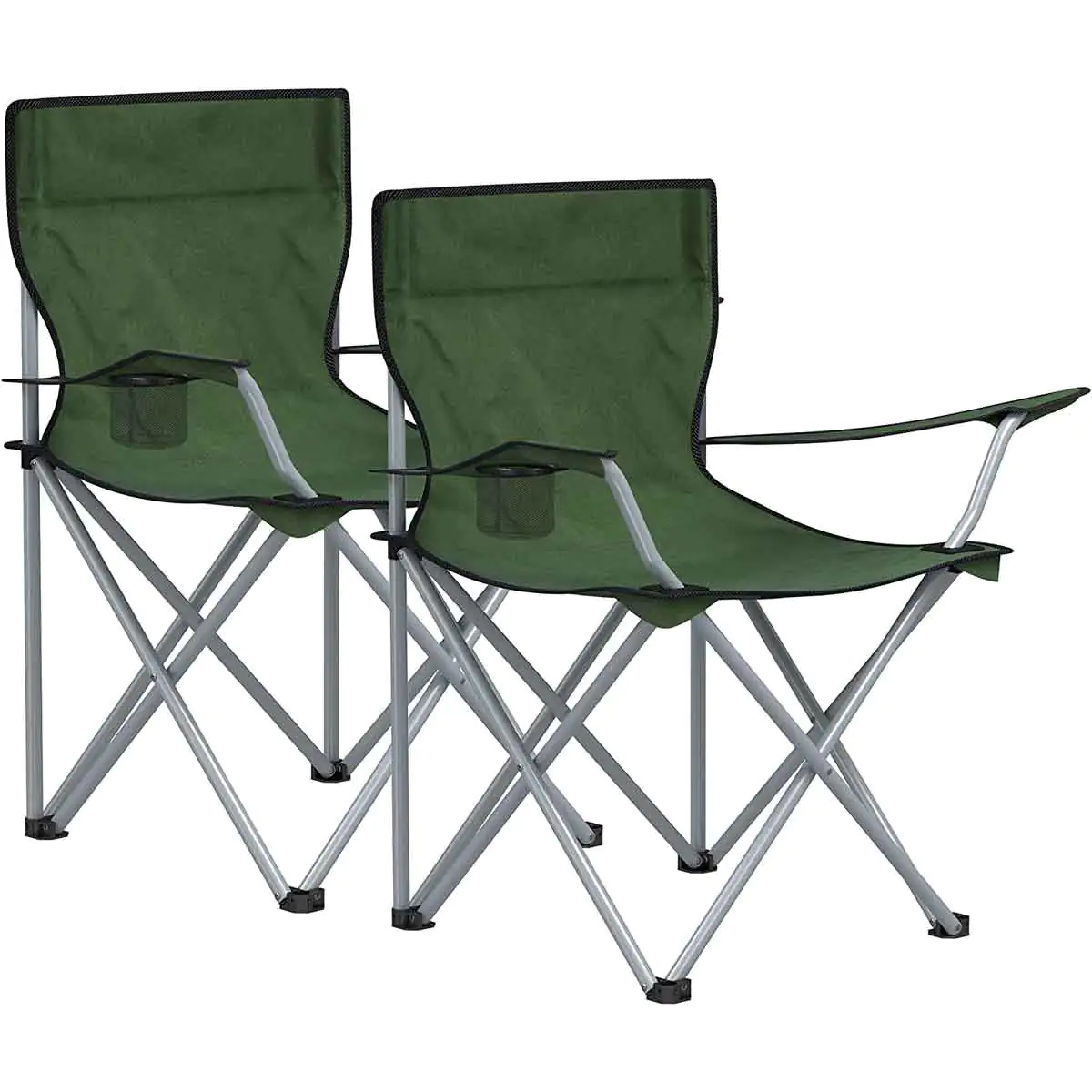 Songmics Set Of 2 Folding Camping Chairs With Armrests ,military Green