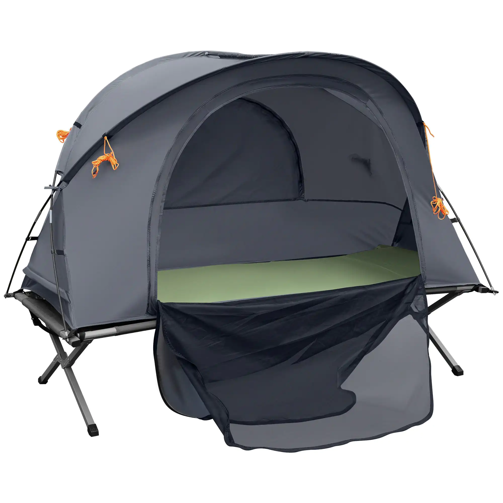 Outsunny 1 Person Camping Tent Cot W/ Self-inflating Air Mattress, Carry Bag