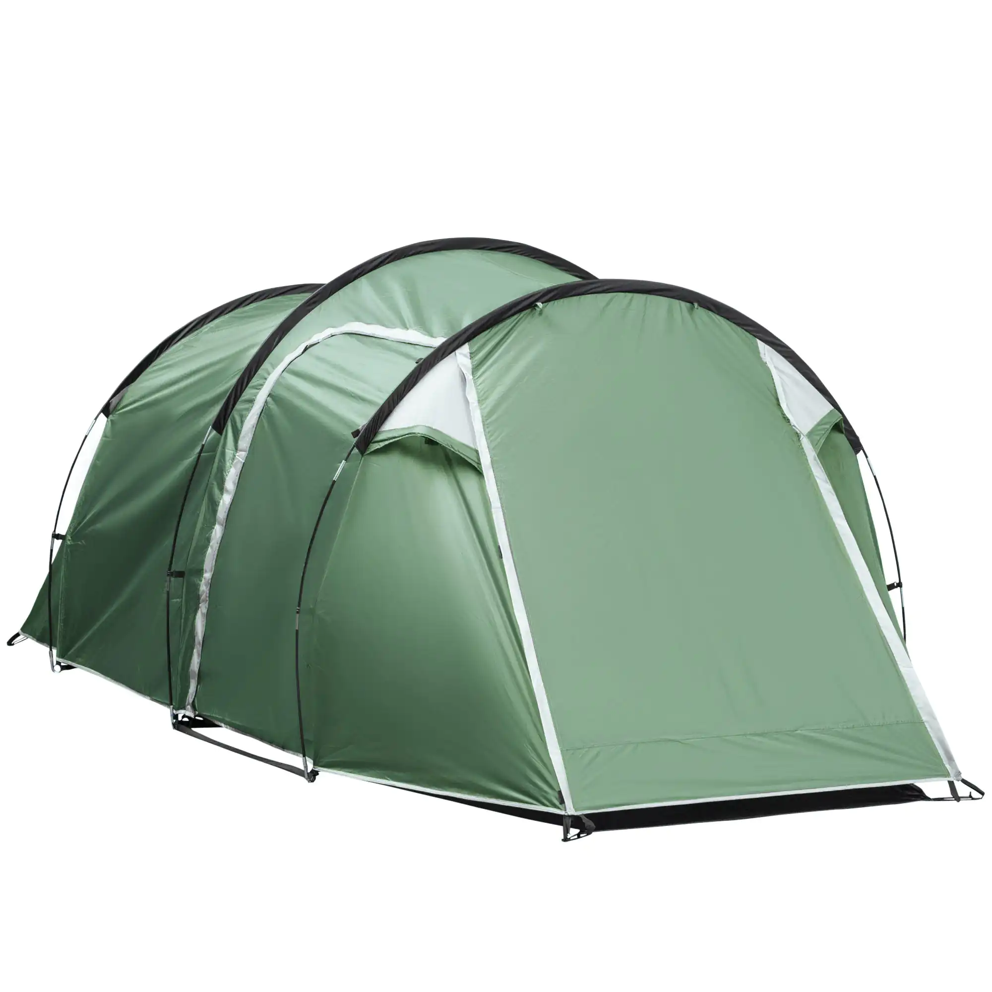 Outsunny 3 Man Camping Tent With Porch And Weather-resistant Rainfly, Green