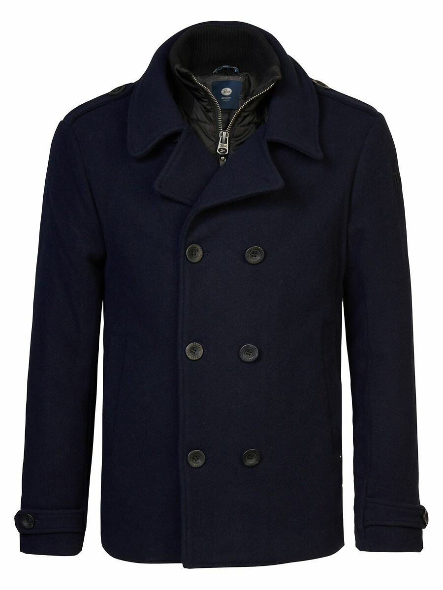 Pea Coat with Inner Zip-Up Collar