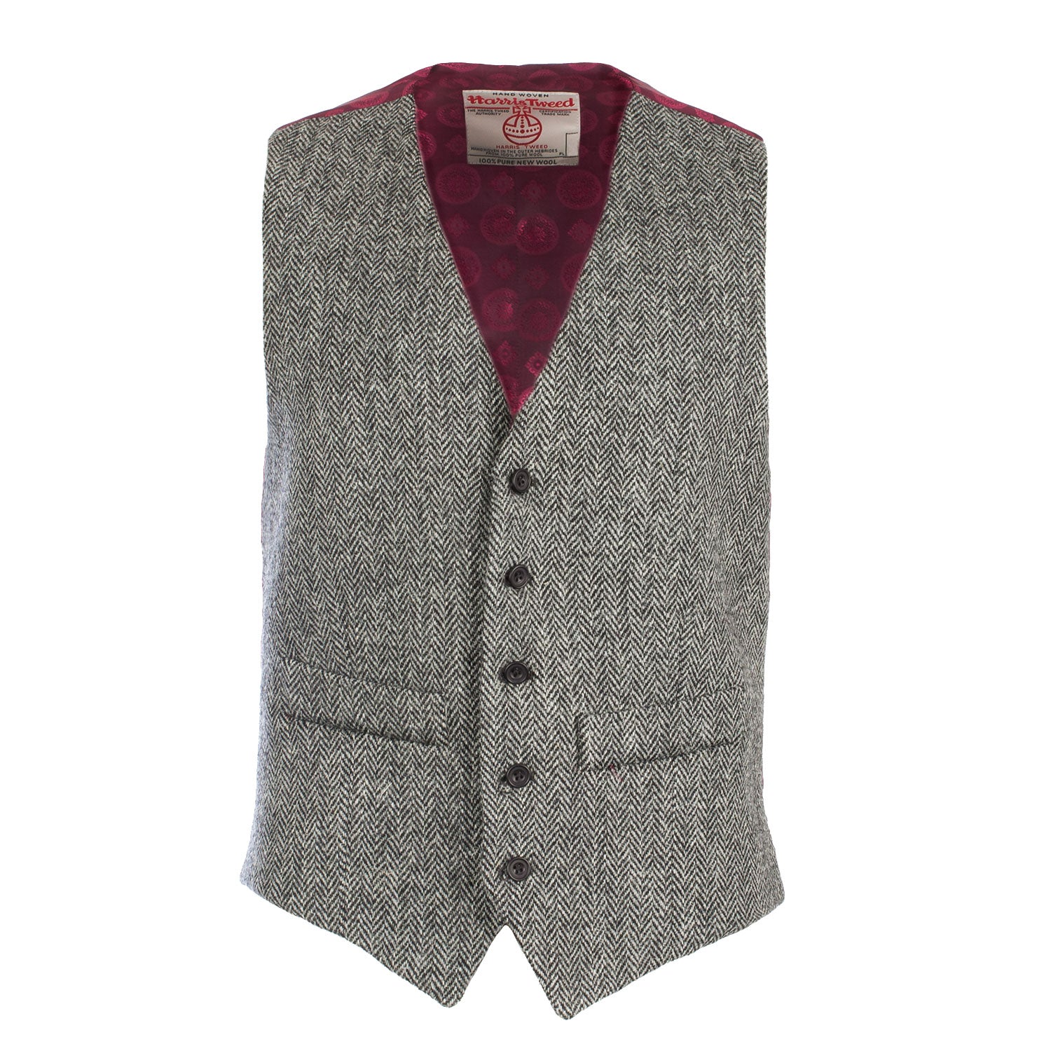 Men's Harris Tweed Lewis Waistcoat Grey Herringbone Grey Herringbone / 36 / Regular