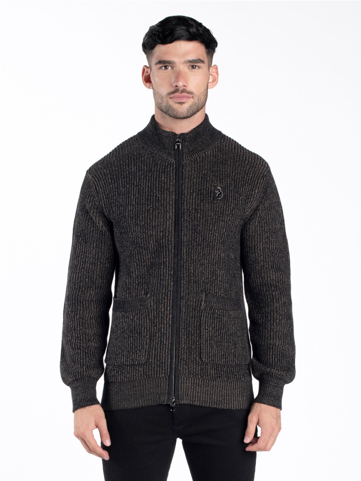 CARBON KNITTED FUNNEL NECK JUMPER
