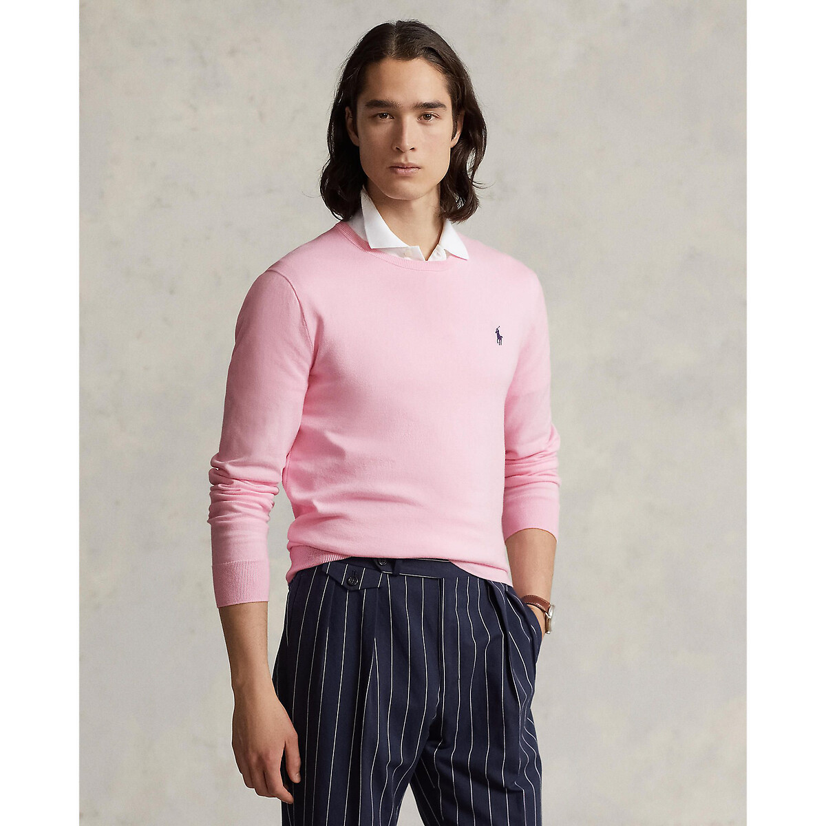 Cotton Embroidered Logo Jumper with Crew Neck