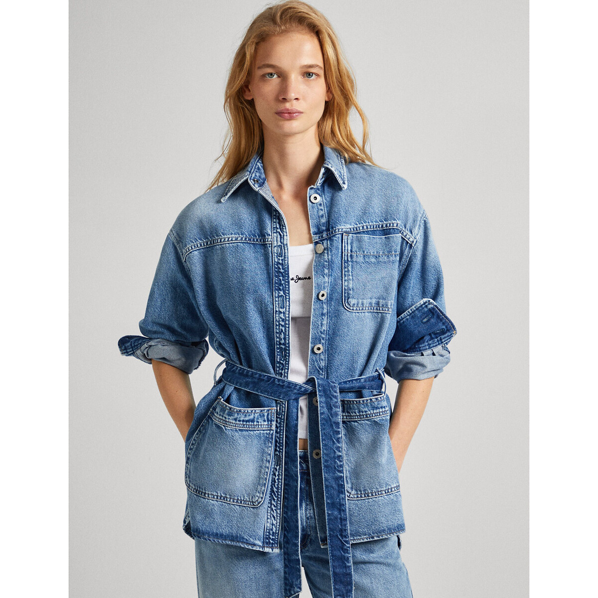 Denim Tie-Waist Jacket