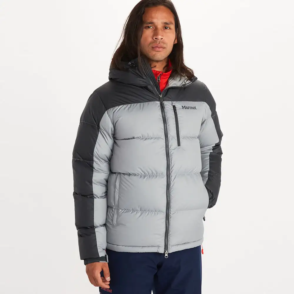 Marmot Mens Guides Down Hooded Insulated Jacket (Grey Storm / Dark Steel)