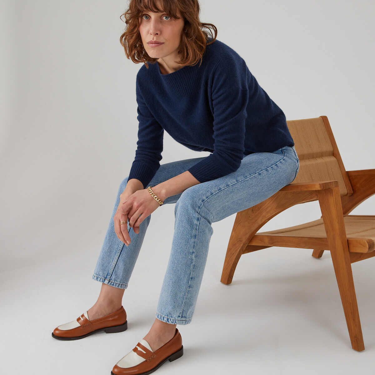 Fine Cashmere Knit Jumper with Boat Neck