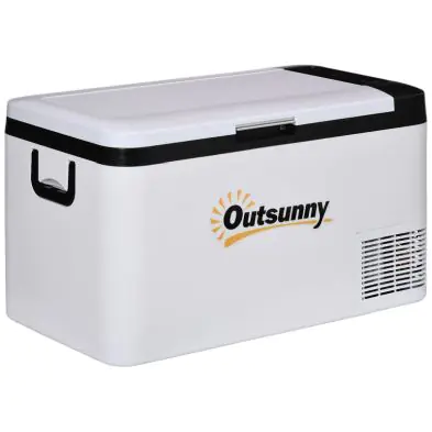 Outsunny 12V Car Refrigerator w/ LED Light & Foldable Handles