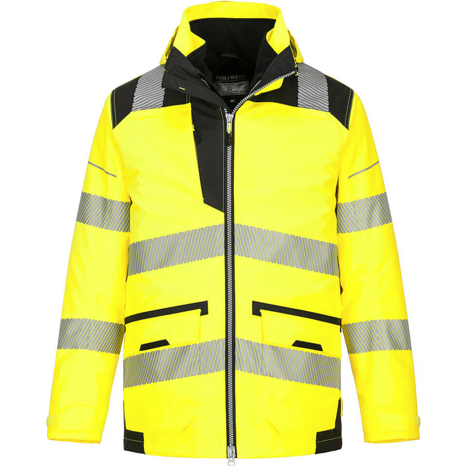 Oxford Weave 300D Class 3 PW3 Hi Vis 5 in 1 Jacket Yellow / Black 2XL