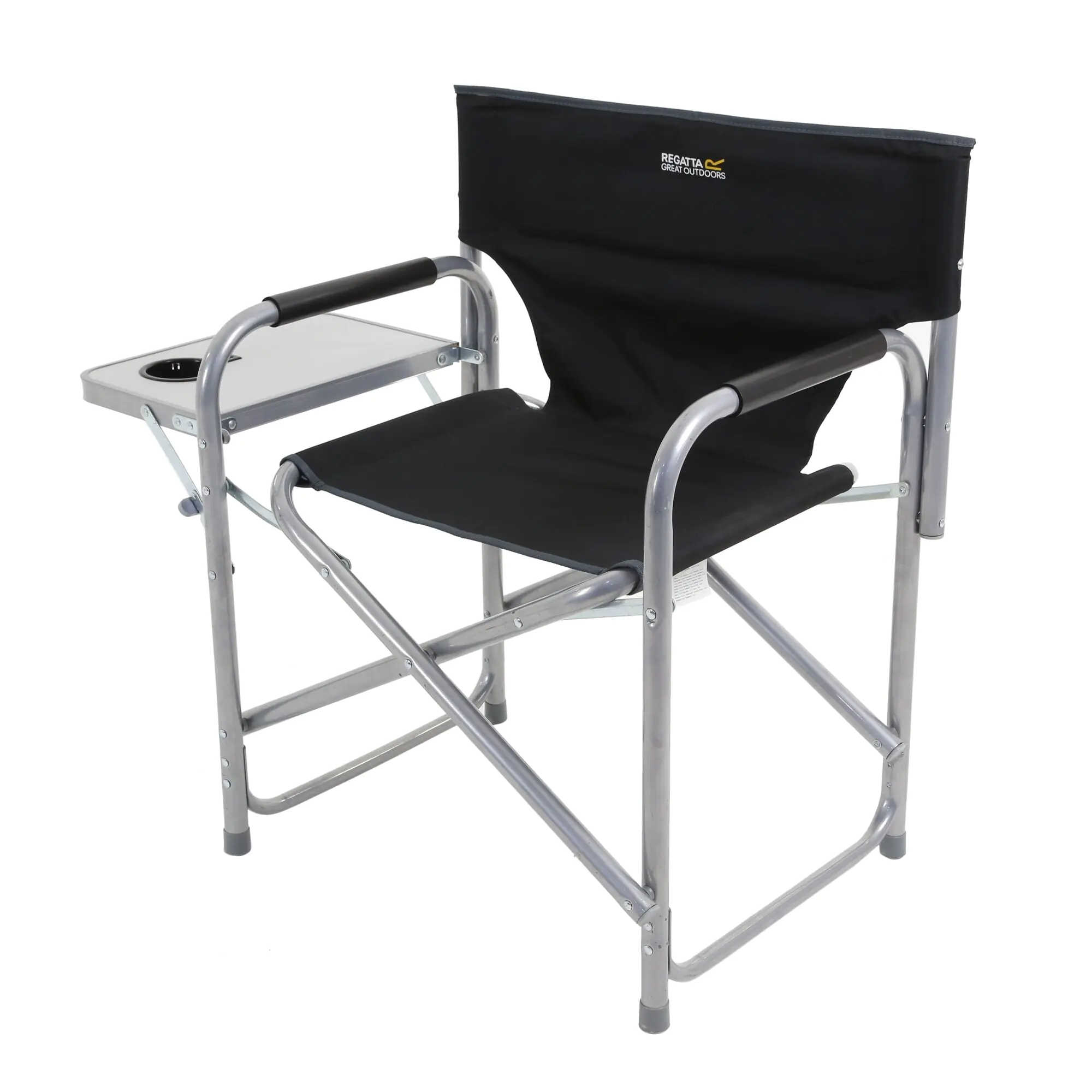 Regatta Sedile Directors Chair With Side Table Black Seal Grey, Size: Sgl