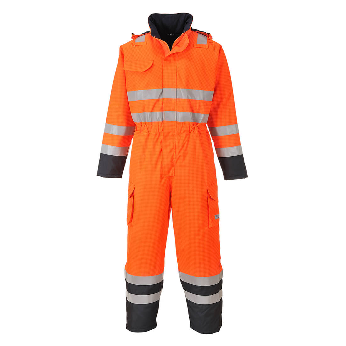 BizFlame Hi Vis Flame Resistant Rain Multi Coverall Orange / Navy XL