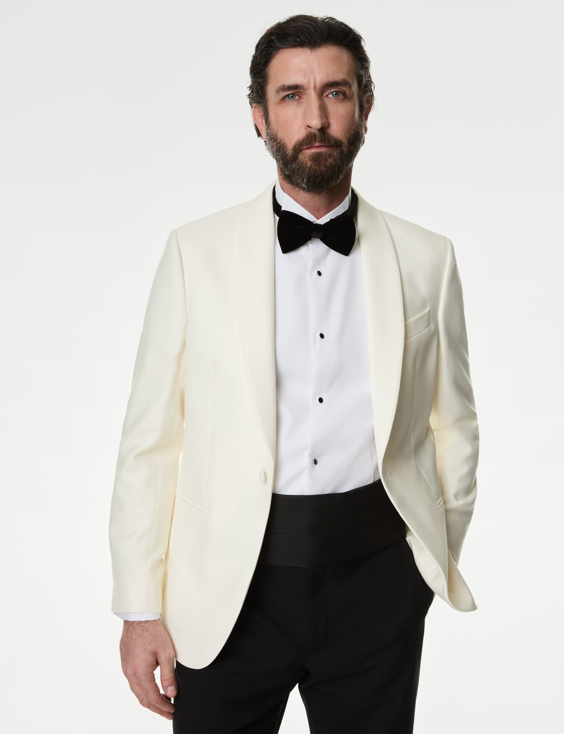 M&S Sartorial Men's Wool Rich Suit Jacket - 44REG - Cream, Cream