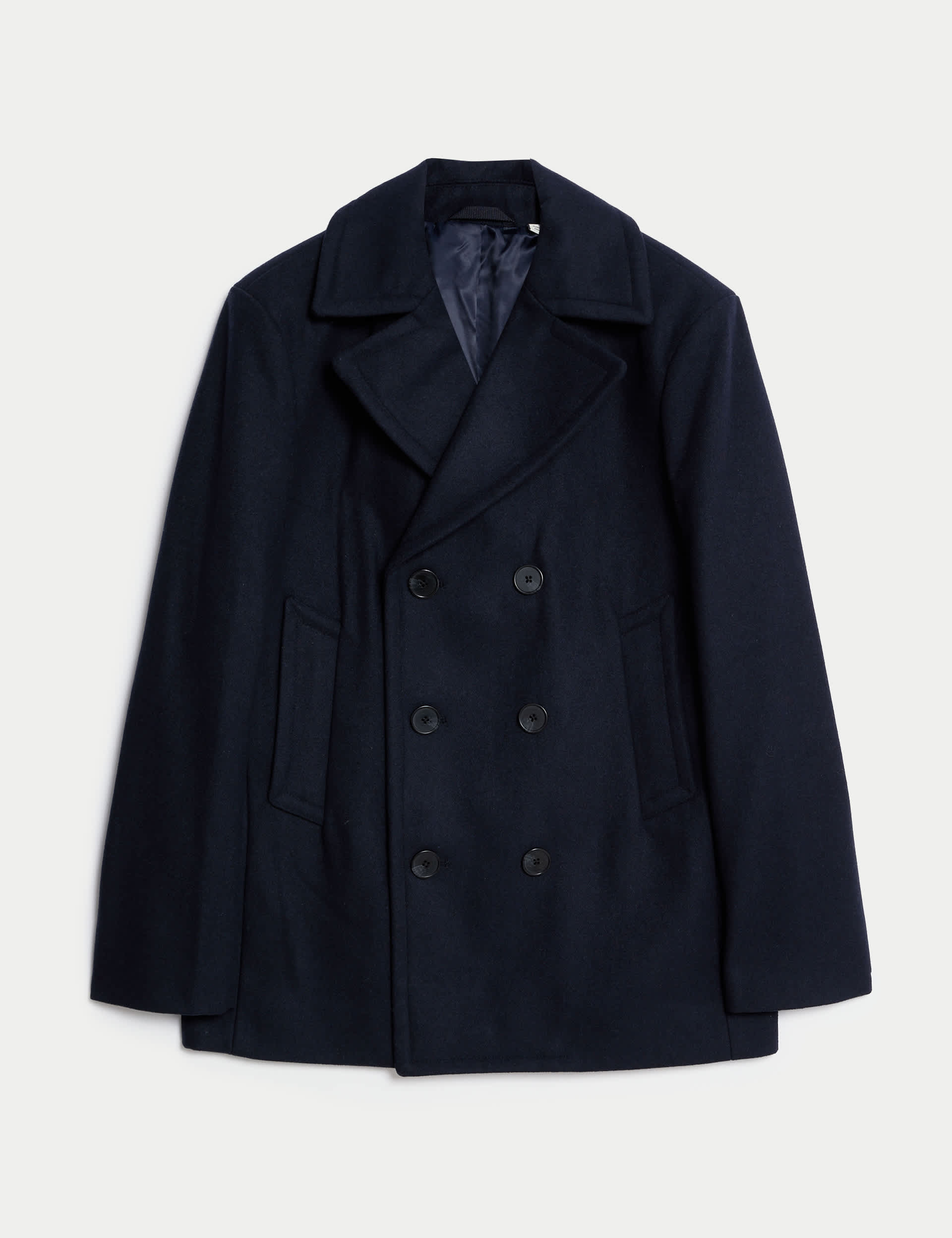 M&S Men's Peacoat - L - Navy, Navy,Grey Mix