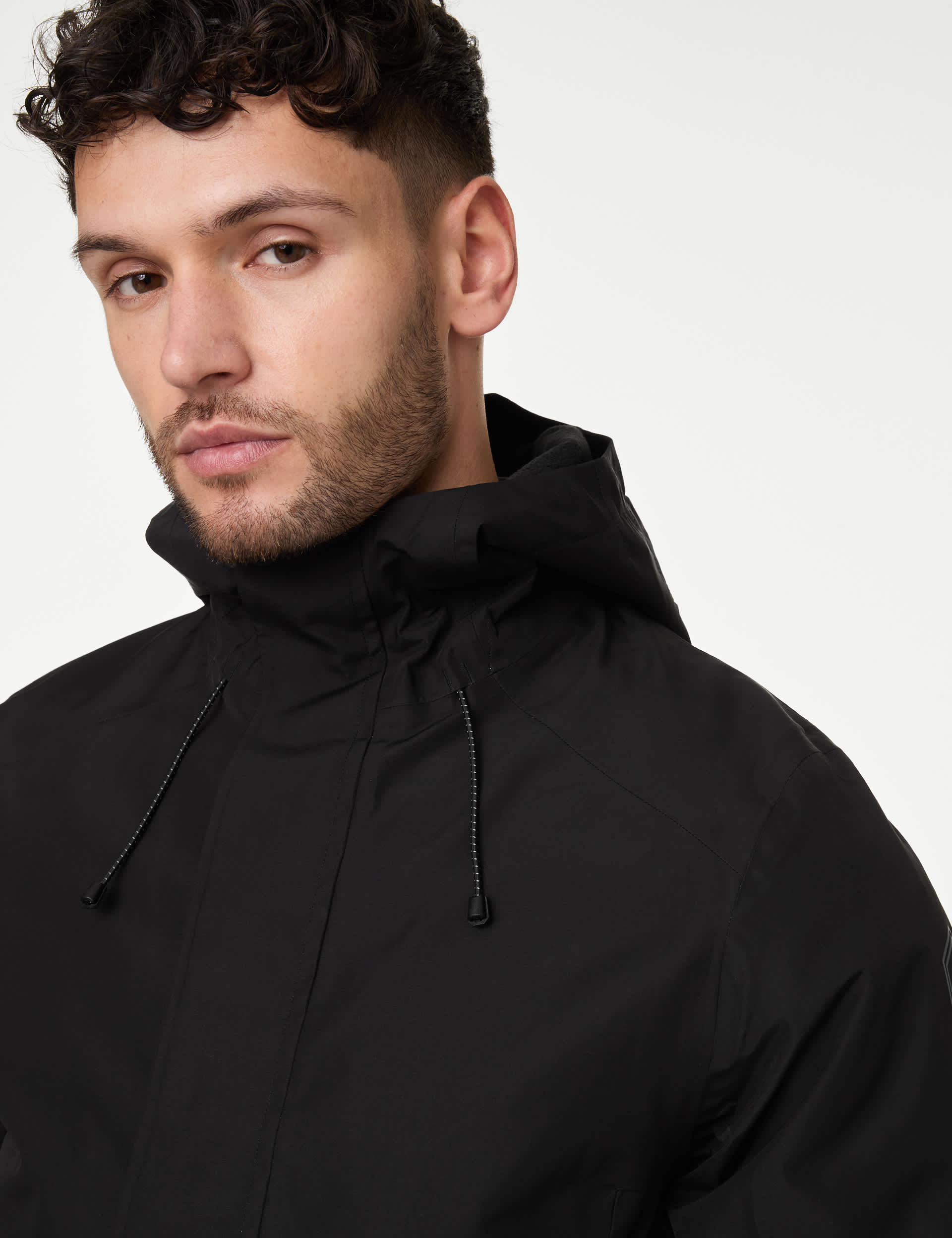 M&S Men's Waterproof Hooded Anorak with Stormwear™ - LREG - Black, Black