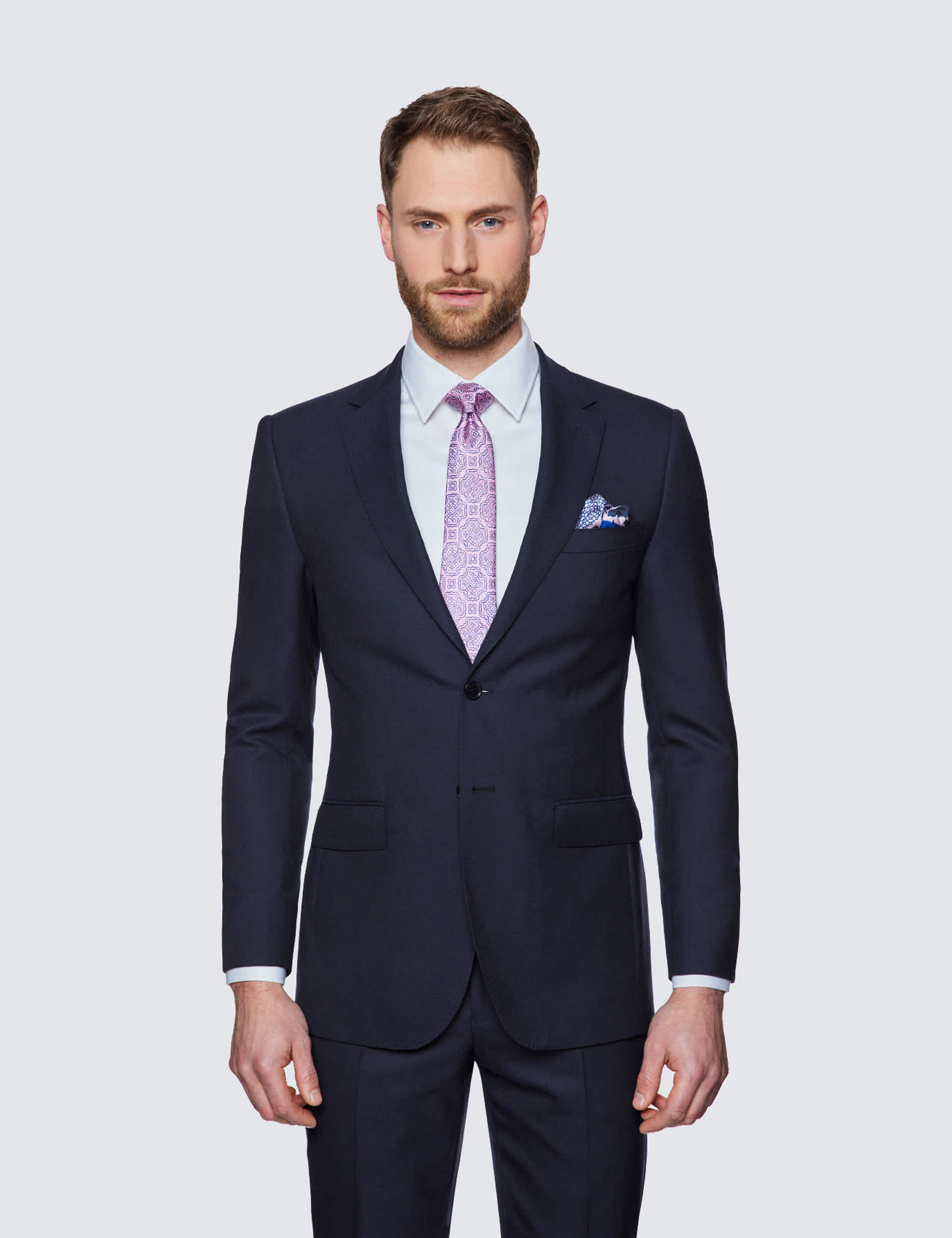 Hawes & Curtis Men's Slim Fit Pure Wool Textured Suit Jacket - 40REG - Navy, Navy