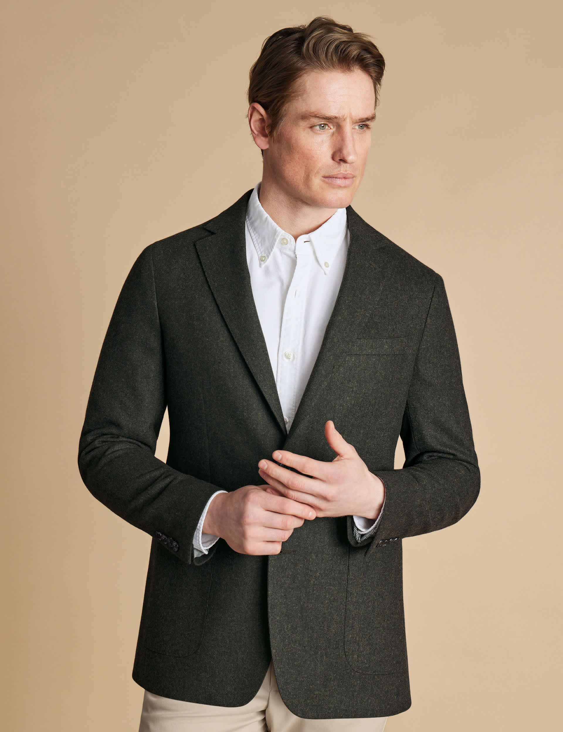 Charles Tyrwhitt Men's Slim Fit Pure Wool Plain Suit Jacket - 42REG - Forest Green, Forest Green