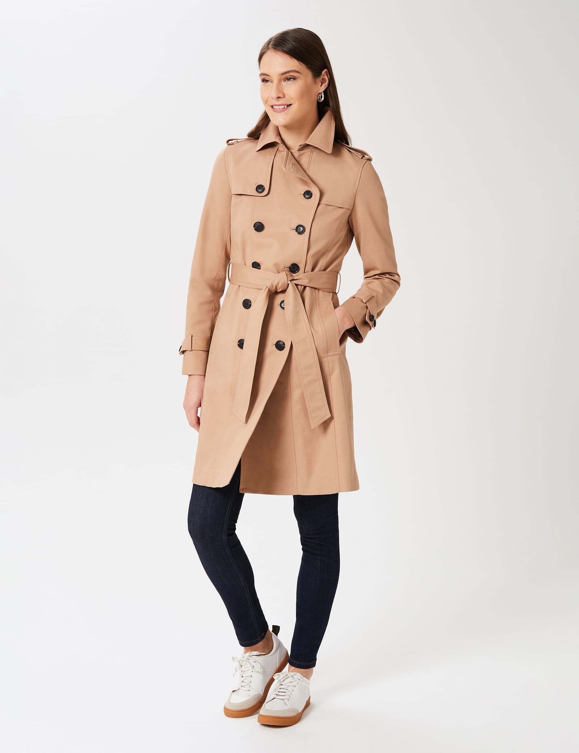 Hobbs Women's Saskia Water Resistant Belted Trench Coat - 12, Tan
