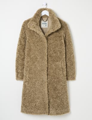 Fatface Women's Teddy Longline Coat - 14 - Natural, Teal,Natural