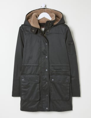 Fatface Women's Cotton Rich Longline Utility Coat - 14 - Black, Black